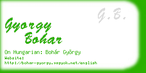 gyorgy bohar business card